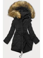 Čierna obojstranná dámska zimná bunda (m-136)