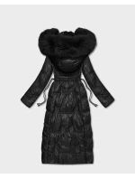 Černá dlouhá dámská prošívaná zimní bunda model 21748226 - HONEY WINTER