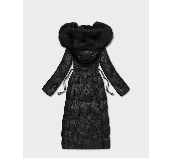 Černá dlouhá dámská prošívaná zimní bunda model 21748226 - HONEY WINTER