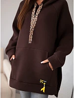 Mikina dámská oversize z bavlny s kapucí a kapsou hnědá Mikina dámská oversize z bavlny s kapucí a kapsou hnědá