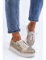 Kožené Polobotky Na Platformě Bežové model 21646202 - Zazoo