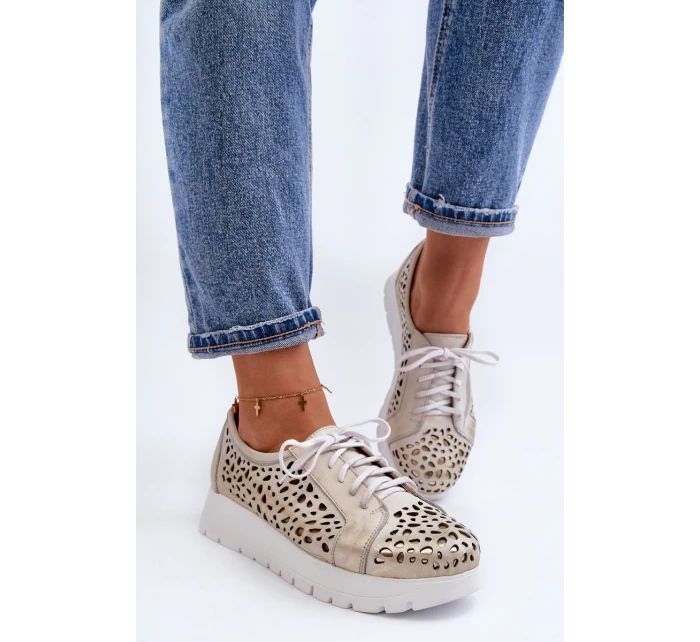 Kožené Polobotky Na Platformě Bežové model 21646202 - Zazoo