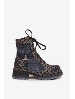 Skórzane Botki Workery Damskie Maciejka 07072-03 Multikolor