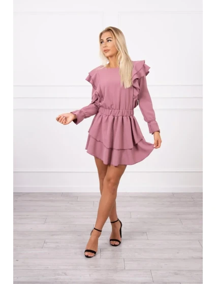 Šaty se model 18743660 volány tmavě růžové - K-Fashion
