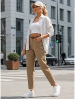 Dámské džíny s páskem mom fit tmavě béžové Dstreet model 21996294 - FashionStreet