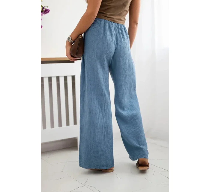 Mušelínové nohavice so širokými nohavicami Denim
