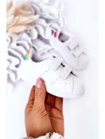 Dziecięce Tenisówki Na Rzepy Biało-Tęczowe Cute Girl