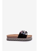 Dámské žabky na platformě s ozdobami model 21664409 černé - S.Barski