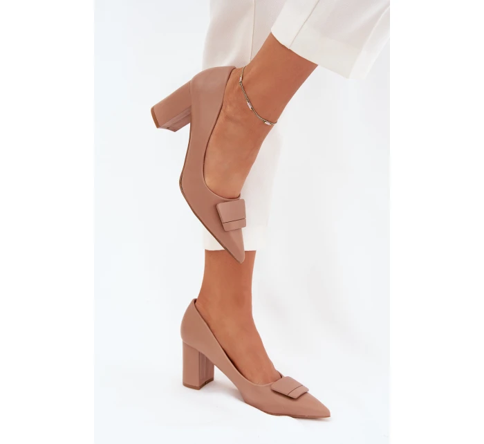 Lodičky Na Podpatku S Dekorací Tmavě Béžové model 21704585 - Boto