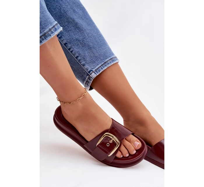 Dámské pantofle s zlatou sponou bordové model 21954716 - Boto