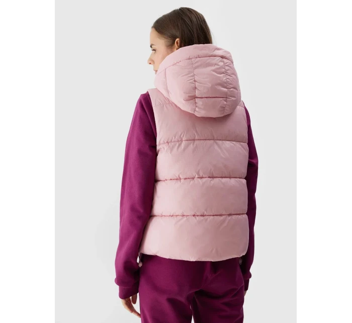 Dámska páperová vesta s výplňou zo syntetického peria 4F - ružová