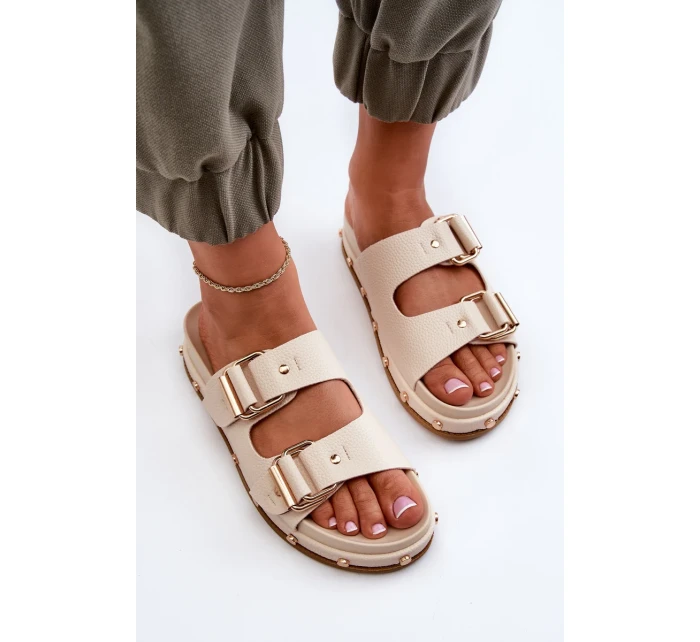 Dámske papuče na platforme Big Star Beige