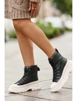 Kožené zateplené tenisky na pevnej platforme Big Star Black