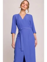 Šaty so zavinovacími detailmi S396 modré - Stylove
