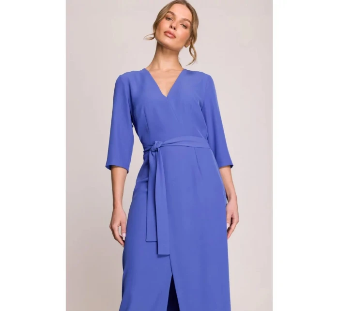 Šaty so zavinovacími detailmi S396 modré - Stylove