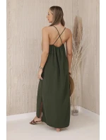Dlouhé šaty bez ramínek khaki Dlouhé šaty bez ramínek khaki