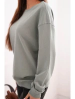 Dámská mikina z bavlny basic s kulatým výstřihem tmavě mátová Dámská mikina z bavlny basic s kulatým výstřihem tmavě mátová