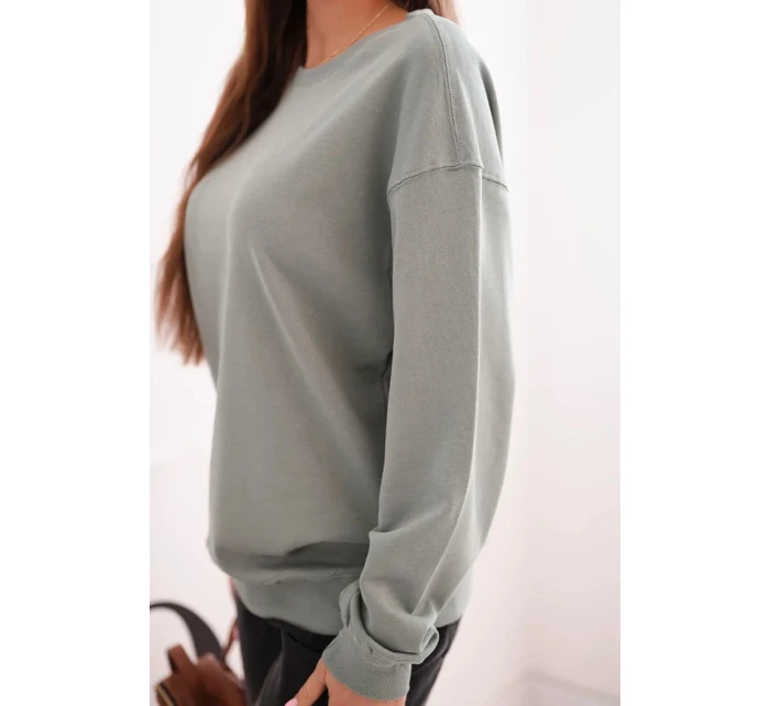 Dámská mikina z bavlny basic s kulatým výstřihem tmavě mátová Dámská mikina z bavlny basic s kulatým výstřihem tmavě mátová