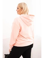 Dámska bavlnená mikina s kapucňou v nadmernej veľkosti s klokaním vreckom Salmon