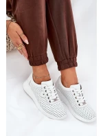 Damskie Skórzane Buty Sportowe Vinceza 79532 Białe