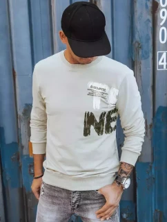 Pánska béžová mikina s potlačou FashionStreet BX5373