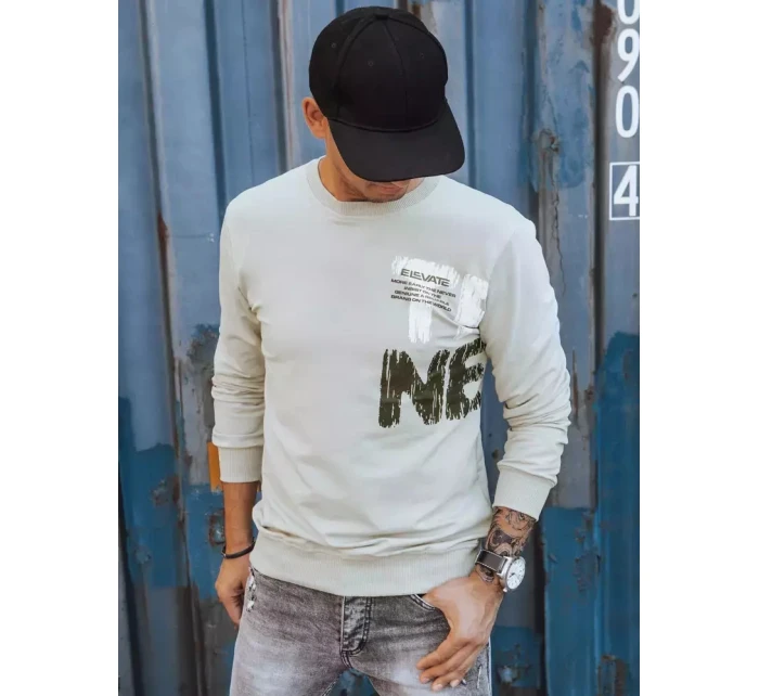 Pánska béžová mikina s potlačou FashionStreet BX5373