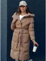Dámský prošívaný kabát tmavě béžový Dstreet model 21978744 - FashionStreet