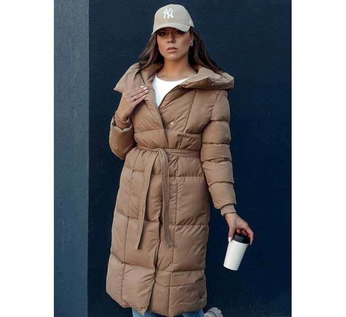 Dámský prošívaný kabát tmavě béžový Dstreet model 21978744 - FashionStreet