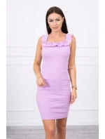 Španielske šaty s volánmi fialovej