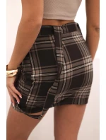 Dámska kockovaná sukňa s gombíkmi kockovaná hnedá Dámska kockovaná sukňa s gombíkmi kockovaná hnedá