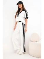 Dámska maslová súprava s polokošeľou a širokými nohavicami čierna