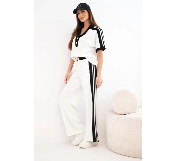 Dámska maslová súprava s polokošeľou a širokými nohavicami čierna