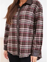 Dámská košile z viskózy s model 22557795 vzorem s dlouhým rukávem hnědá - K-Fashion Dámská košile z viskózy s model 22557795 vzorem s dlouhým rukávem hnědá - K-Fashion