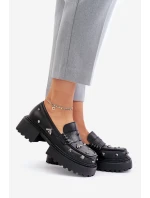 Kožené Dámské Polobotky S Ozdobami D&A model 21675869 Černé - S.Barski