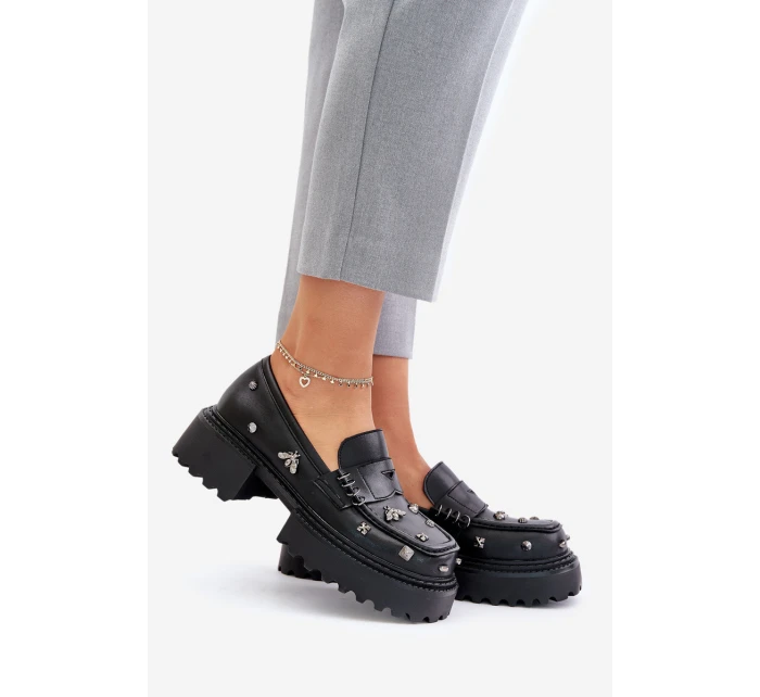 Kožené Dámské Polobotky S Ozdobami D&A model 21675869 Černé - S.Barski