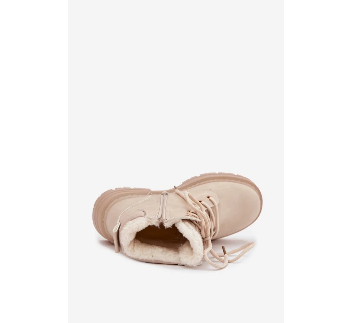 Trapery Damskie Ocieplane Futerkiem Na Zamek Jasnobeżowe Tharika