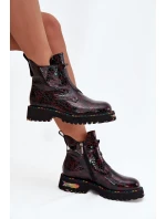 Lakované dámské obuv z přírodní kůže s bordó model 21712396 - Artiker Lakované dámské obuv z přírodní kůže s bordó model 21712396 - Artiker