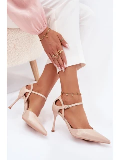 Lakované podpatky s páskem béžové Tarilin