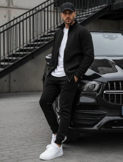 Pánská mikina na zip bez kapuce černá model 21962248 - FashionStreet