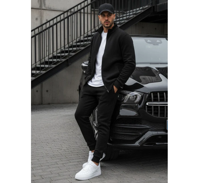 Pánska mikina na zips bez kapucne čierna BX4110 Pánska mikina na zips bez kapucne čierna BX4110