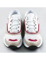 Růžové šněrovací sneakersy s barevnými vsadkami (6346)