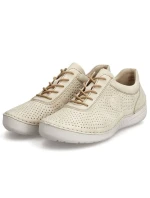 Dámske perforované béžové kožené poltopánky Rieker 52546-60