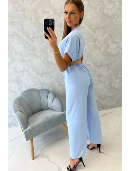 Kombinéza s ozdobným páskem v pase modrá