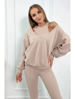 model 18753509 set halenka + top + legíny béžová - K-Fashion