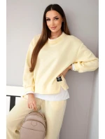 Dámská souprava s volná mikina a tepláky žlutý model 21808625 - K-Fashion Dámská souprava s volná mikina a tepláky žlutý model 21808625 - K-Fashion