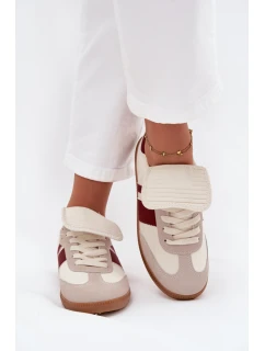 Niskie Sneakersy Damskie Z Wywiniętym Językiem Bordowe Ardira