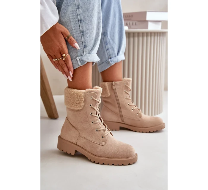 Dámske zateplené členkové topánky Workery Zippered Beige Mivael Dámske zateplené členkové topánky Workery Zippered Beige Mivael