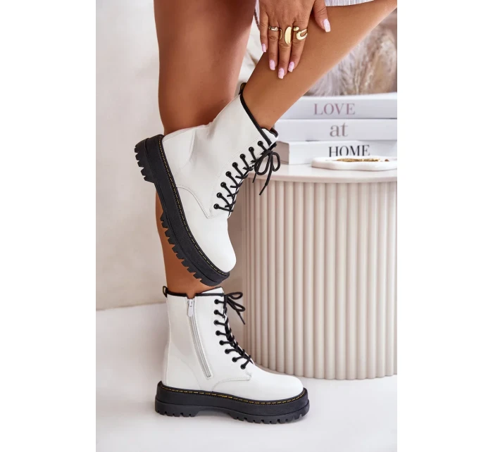 Zateplené členkové topánky z eko kože so zipsom White Naleli Zateplené členkové topánky z eko kože so zipsom White Naleli