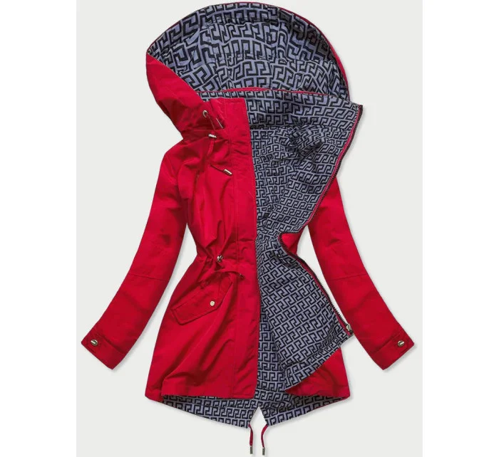 Červeno-šedá obojstranná dámska bunda parka (XW581X) Červeno-šedá obojstranná dámska bunda parka (XW581X)