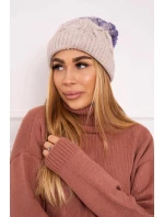 Fleecová čiapka Alice K248 béžová+fialová